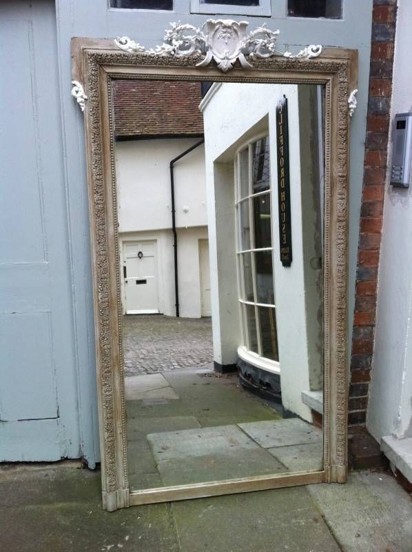Large Antique French Painted Decorative Wall Mirror (View 12 of 15)