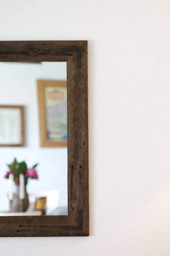 Large Wood Mirror Rustic Wall Mirror Large Wall Mirror Intended For Large Rustic Wall Mirrors (Photo 2 of 15)