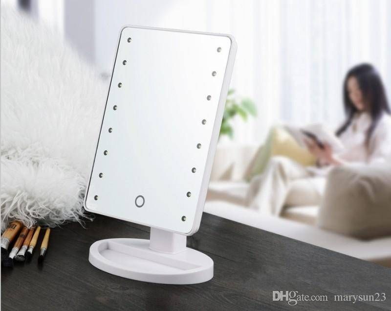 Led Makeup Mirror Led Make Up Mirror Rotatable For Desk 16 Built Within Vanity Mirrors With Built In Lights (Photo 12 of 15)