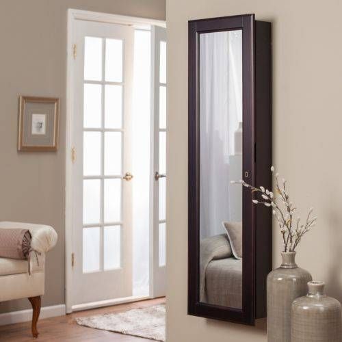 Lighted Wall Mount Jewelry Vanity Storage Armoire Bedroom Mirror With Wall Mounted Mirrors For Bedroom (View 5 of 15)