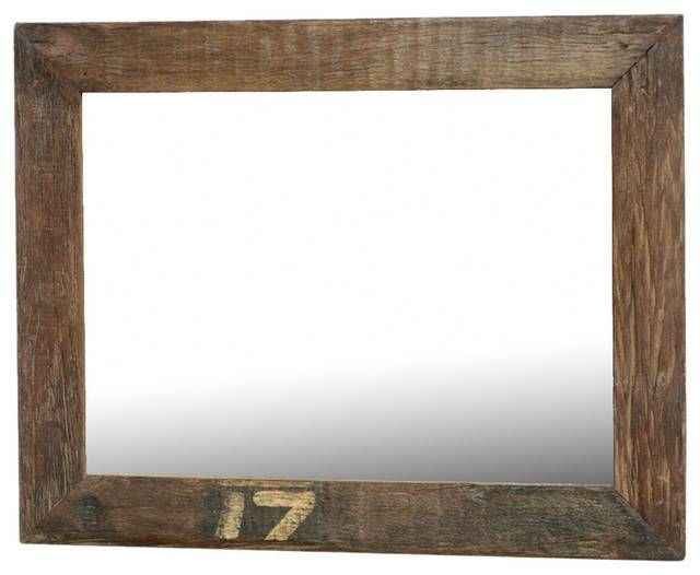 Lucky 17 Rustic Large Reclaimed Wood Wall Mirror W Simple Frame Intended For Large Wooden Wall Mirrors (Photo 8 of 15)