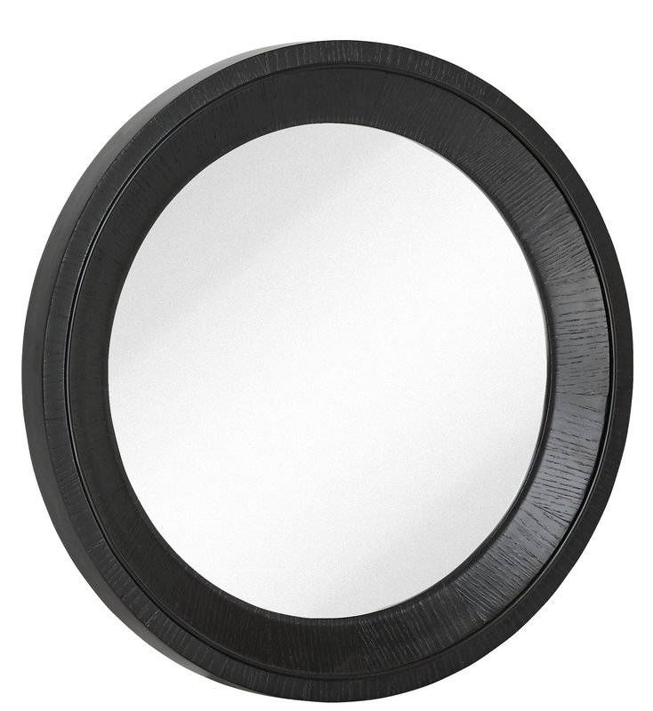 Majestic Mirror Round Black With Natural Wood Grain Circular Glass Throughout Round Black Wall Mirrors (View 2 of 15)