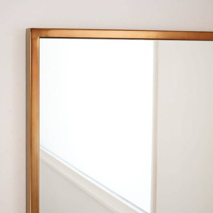 Metal Framed Asymmetrical Floor Mirror – Rose Gold | West Elm For Metal Frame Wall Mirrors (View 13 of 15)