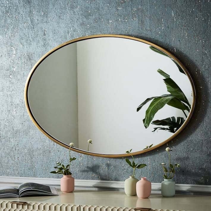 Metal Framed Oval Wall Mirror – Antique Brass | West Elm Pertaining To Antique Oval Wall Mirrors (View 10 of 15)