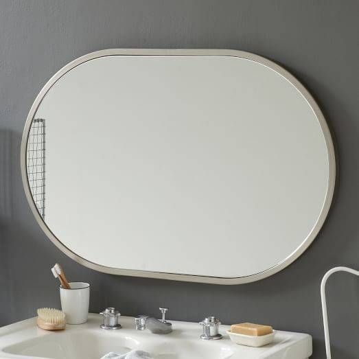 Metal Framed Oval Wall Mirror – Brushed Nickel | West Elm In Metal Frame Wall Mirrors (Photo 11 of 15)