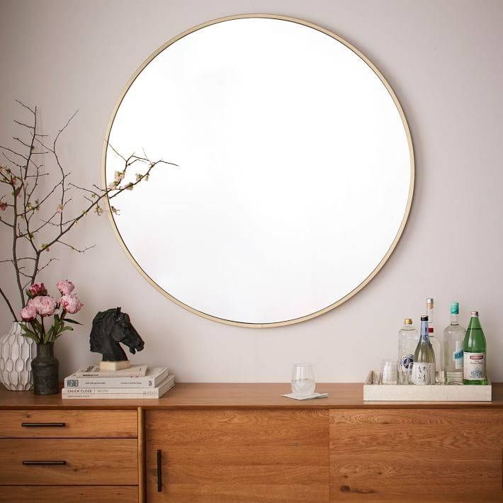 Metal Framed Oversized Round Mirror | West Elm Pertaining To Round Metal Wall Mirrors (Photo 11 of 15)