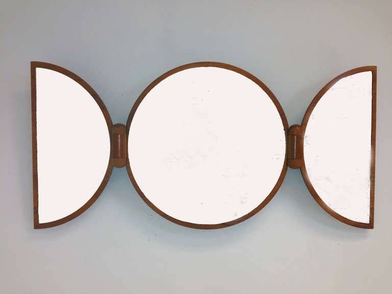 Mid Century Modern Danish Teak Adjustable Tri Fold Wall Mirror At Intended For Mid Century Modern Wall Mirrors (Photo 9 of 15)