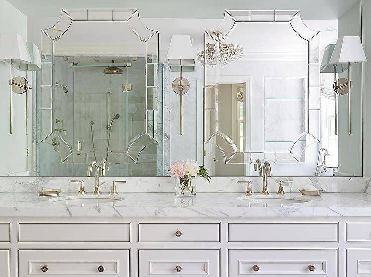 Tile Placement Between Two Bathroom Vanity Mirrors