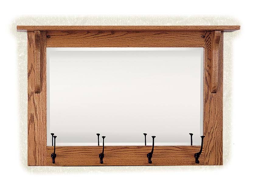 Mission Wall Mirror With Coat Rack From Dutchcrafters Amish Furniture In Wall Mirrors With Hooks (Photo 15 of 15)