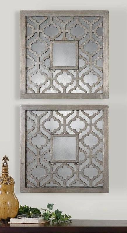Mistana Uptal Square Silver Leaf Wall Mirror & Reviews | Wayfair Intended For Silver Leaf Wall Mirrors (View 7 of 15)