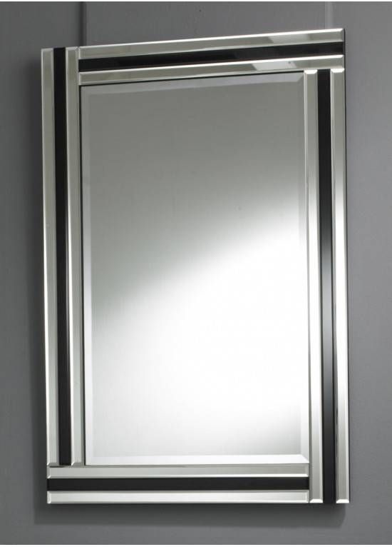 Modern Rectangular Art Deco Black & Clear Strip Wall Mirror For Modern Rectangular Wall Mirrors (Photo 4 of 15)