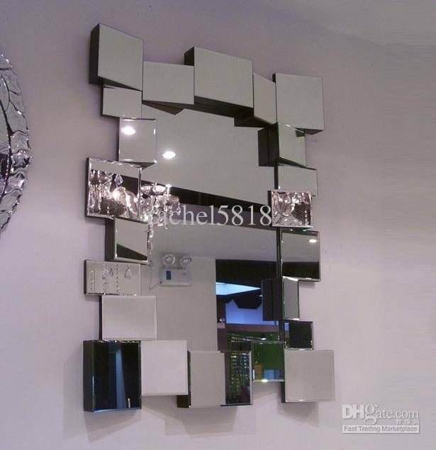 Mr 201041 Glass Wall Mirror Decor With Angled Face Design Large In Angled Wall Mirrors (View 2 of 15)