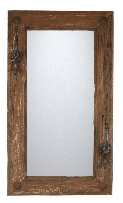 Myamigosimports Old Door Rustic Hat Rack Wall Mirror & Reviews With Rustic Wood Wall Mirrors (Photo 1 of 15)