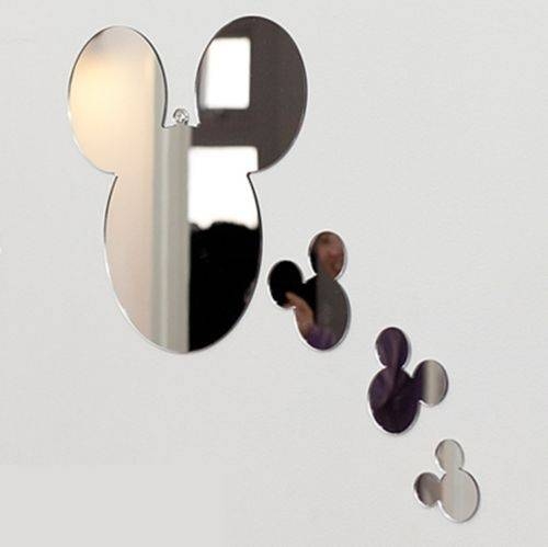 New 1set 4pcs Mickey Mouse Wall Mirror Home Art Decor Interior Throughout Disney Wall Mirrors (Photo 1 of 15)