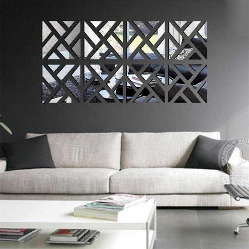 New 3d Acrylic Mirror Wall Stickers Square Living Room Bedroom Inside Acrylic Wall Mirrors Stickers (View 2 of 15)