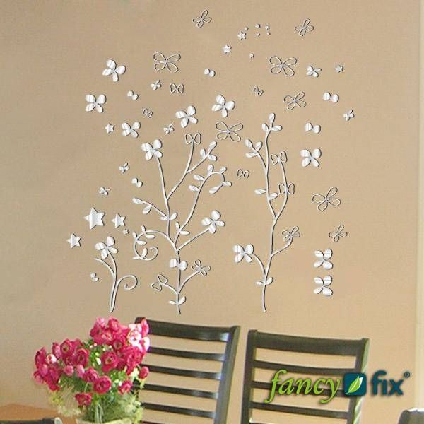 New Arrivals Vinyl Mirror Effect Wall Sticker Decal, Flower Shaped Pertaining To Wall Mirror Decals (Photo 4 of 15)