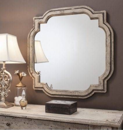 Ornate Vintage Style Cream Quatrefoil Wall Mirror | French Mirror With Quatrefoil Wall Mirrors (Photo 1 of 15)