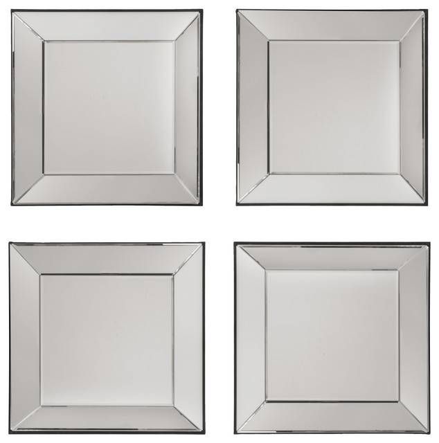 Osp Designs Time Square Wall Mirrors, Set Of 4 With Mirrored Intended For Square Wall Mirror Sets (View 6 of 15)
