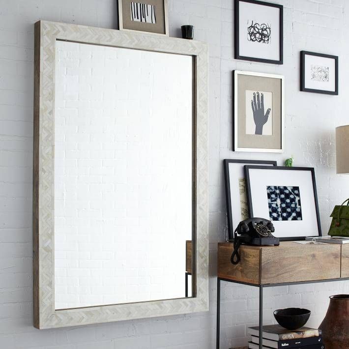 Parsons Large Wall Mirror – Bone Inlay | West Elm Pertaining To Long White Wall Mirrors (View 14 of 15)