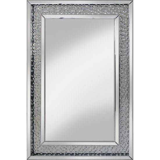 Rosalie Wall Mirror Large In Silver With Glass Crystals For Large Silver Wall Mirrors (Photo 4 of 15)