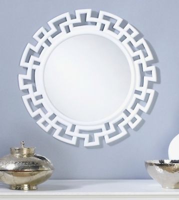 Round Greek Key Mirror – Look 4 Less And Steals And Deals. Intended For White Round Wall Mirrors (Photo 10 of 15)