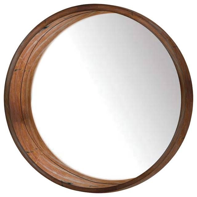 Round Wooden Wall Mirror – Rustic – Wall Mirrors  Ptm Images Pertaining To Round Wood Wall Mirrors (Photo 1 of 15)