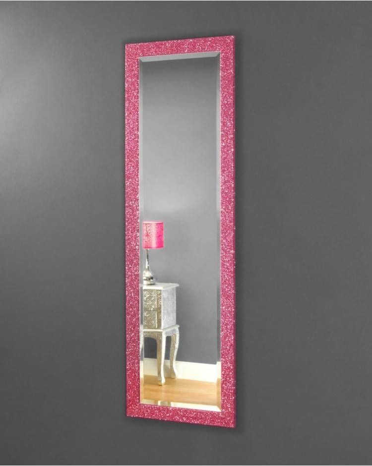Rufford Large Pink Glitter Mirror Within Pink Wall Mirrors (Photo 8 of 15)
