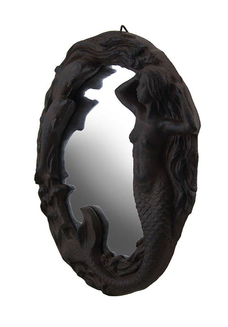 Rustic Cast Iron Mermaid And Jumping Dolphins Decorative Wall Regarding Mermaid Wall Mirrors (View 12 of 15)