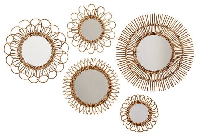 S/5 Natural Rattan Mirrors – Wall Mirrors  Two's Company Throughout Rattan Wall Mirrors (Photo 1 of 15)