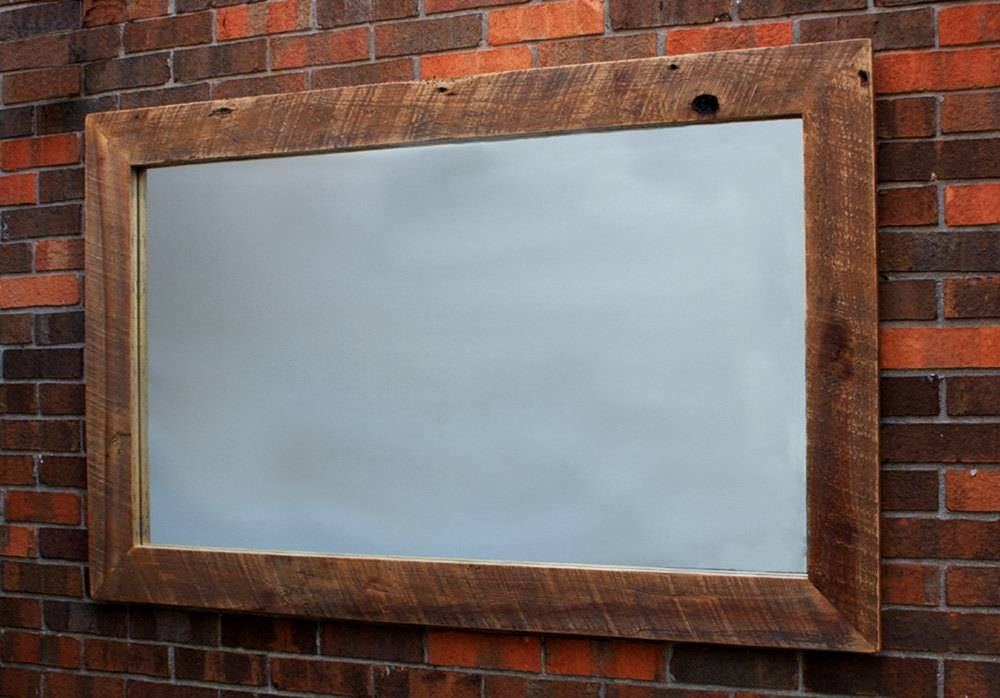 Salvaged Wood Rustic Framed Mirror. Organic Framed Mirror. Pertaining To Natural Wood Framed Mirrors (Photo 9 of 15)
