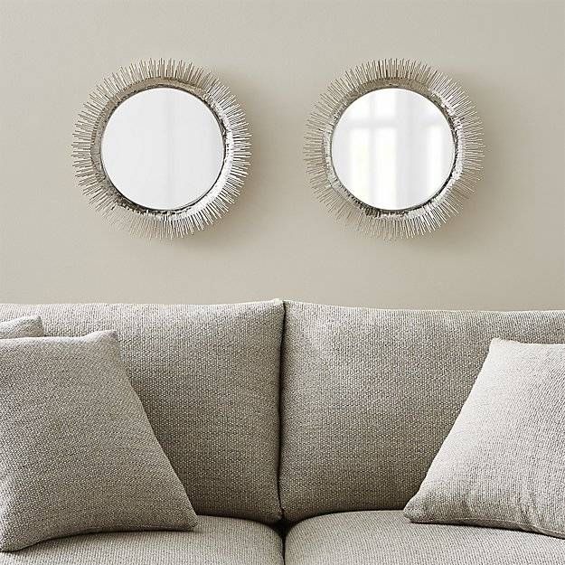 Set Of 2 Clarendon Small Round Silver Wall Mirror | Crate And Barrel Intended For Small Wall Mirrors (View 13 of 15)