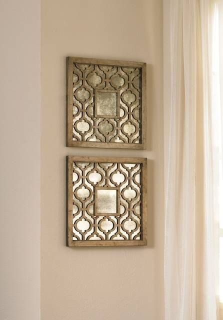 Set Of Two Square Silver Sorbolo Decorative Wall Mirrors Mirror Within Set Of Wall Mirrors (View 7 of 15)