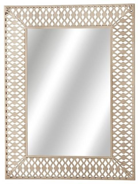 Stamped Rectangle Wall Mirror, White – Contemporary – Wall Mirrors In Rectangle Wall Mirrors (Photo 1 of 15)