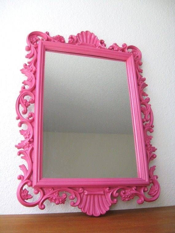 Stylish Ideas Pink Wall Mirror Crafty Inspiration Hot Pink Wall Inside Girls Pink Wall Mirrors (Photo 2 of 15)