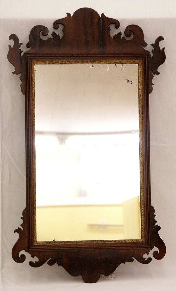 Superb 18th C American Or English Chippendale Mahogany Wall Mirror For Mahogany Wall Mirrors (View 3 of 15)