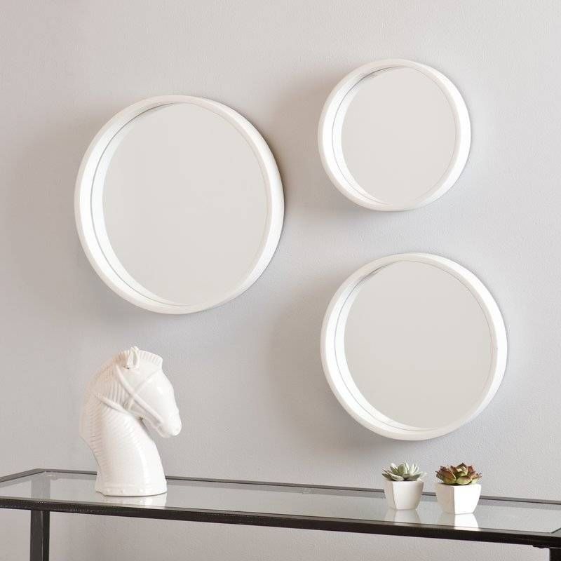 Three Posts 3 Piece Round Wall Mirror Set & Reviews | Wayfair With Regard To Round Wall Mirror Sets (View 12 of 15)