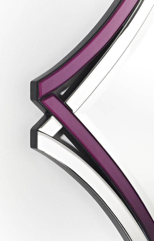 Twice Frameless Diamond Shaped Curved Purple Bevelled Wall Mirror Pertaining To Purple Wall Mirrors (Photo 11 of 15)