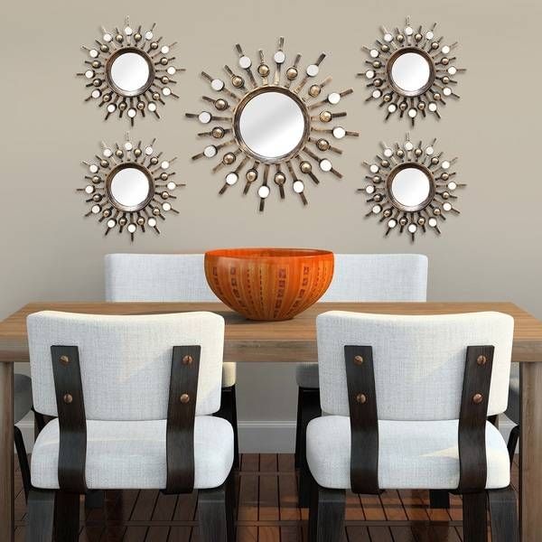 Two Tone Bronze Burst Wall Mirrors (set Of 5) – Free Shipping Inside Set Of Wall Mirrors (View 12 of 15)