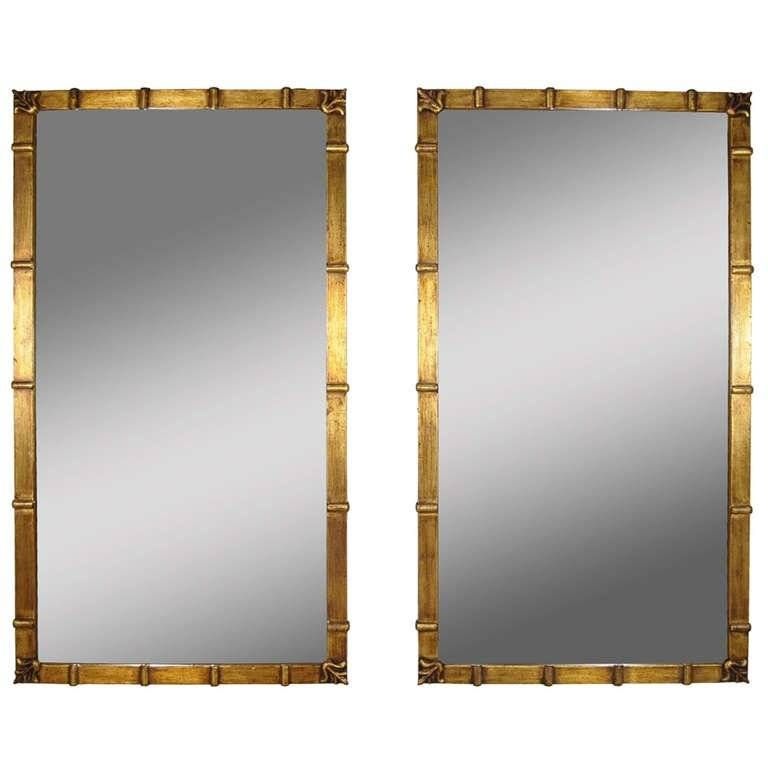 Vintage Pair Of Hollywood Regency Gold Gilt Iron Faux Bamboo Wall Throughout Bamboo Wall Mirrors (Photo 7 of 15)