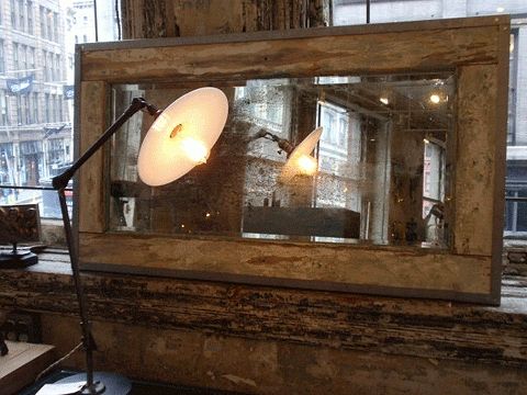 Vintage Wood Mirror And Industrial Lighting – Hudson Goods Blog Inside Vintage Wood Mirrors (Photo 7 of 15)