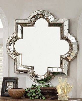 Wall Mirror Silver Mosaic Frame Mantle Decorative Octagon Mounted Throughout Octagon Wall Mirrors (Photo 13 of 15)