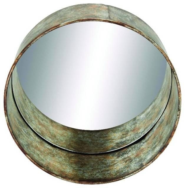 Wall Mirror With Rustic Metal Finish – Rustic – Wall Mirrors – Throughout Round Metal Wall Mirrors (Photo 13 of 15)