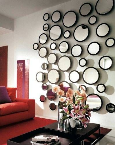 Wall Mirrors ~ Boudoir Wall Mirror Black Round Metal Frame Dia Throughout Small Round Wall Mirrors (View 15 of 15)