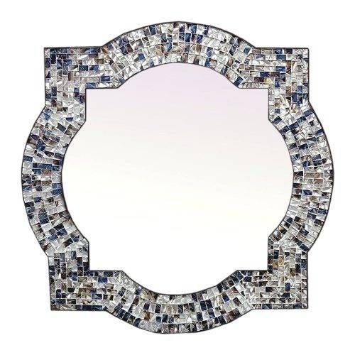 Wall Mirrors ~ Crackled Glass Jewel Tone Framed Rectangular Within Mosaic Framed Wall Mirrors (Photo 7 of 15)