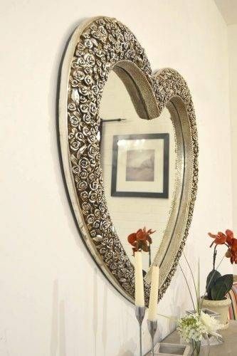 Wall Mirrors ~ Large Champagne Wall Mirror Champagne Silver Wall Throughout Heart Shaped Wall Mirrors (View 8 of 15)