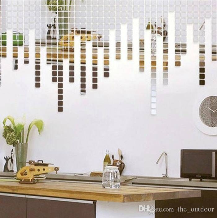 Wall Stickers Home Décor Square Crystal Mirror Wall Decals Within Acrylic Wall Mirrors Stickers (View 8 of 15)