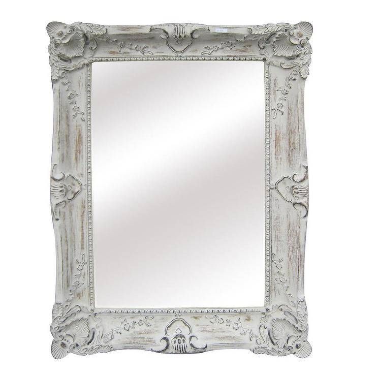 White Traditional Rectangular Wall Mirror Inside Antique White Wall Mirrors (View 4 of 15)