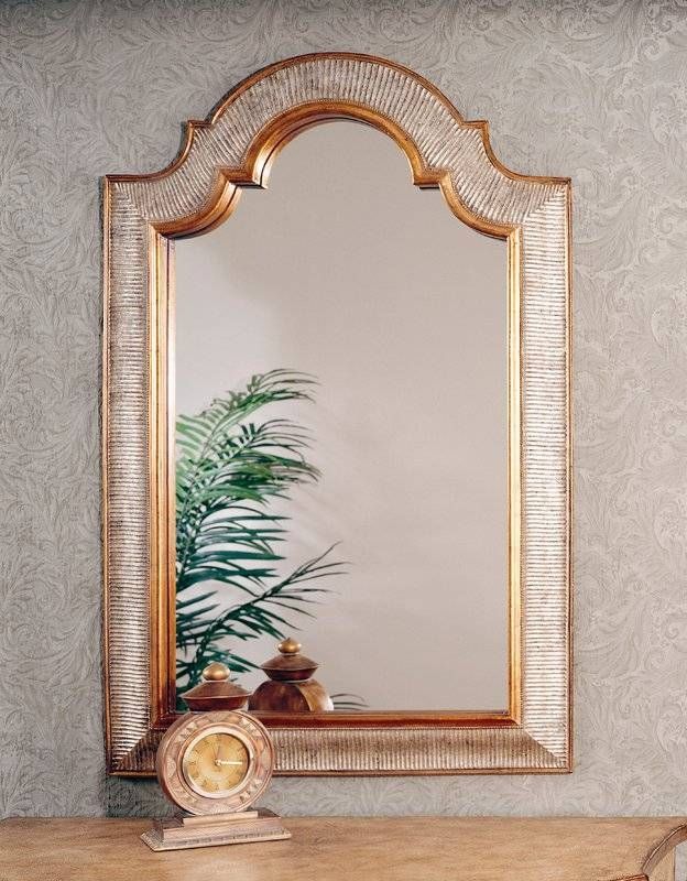 World Menagerie Arch/crowned Top Gold And Silver Leaf Wall Mirror For Silver Leaf Wall Mirrors (View 5 of 15)