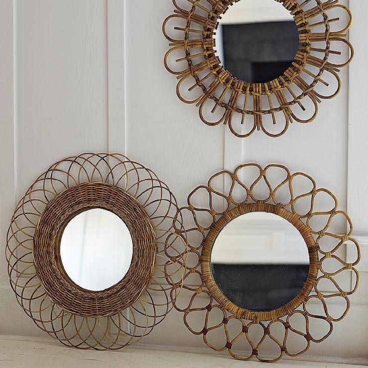 Woven Round Geometric Mirrors Intended For Rattan Wall Mirrors (Photo 3 of 15)
