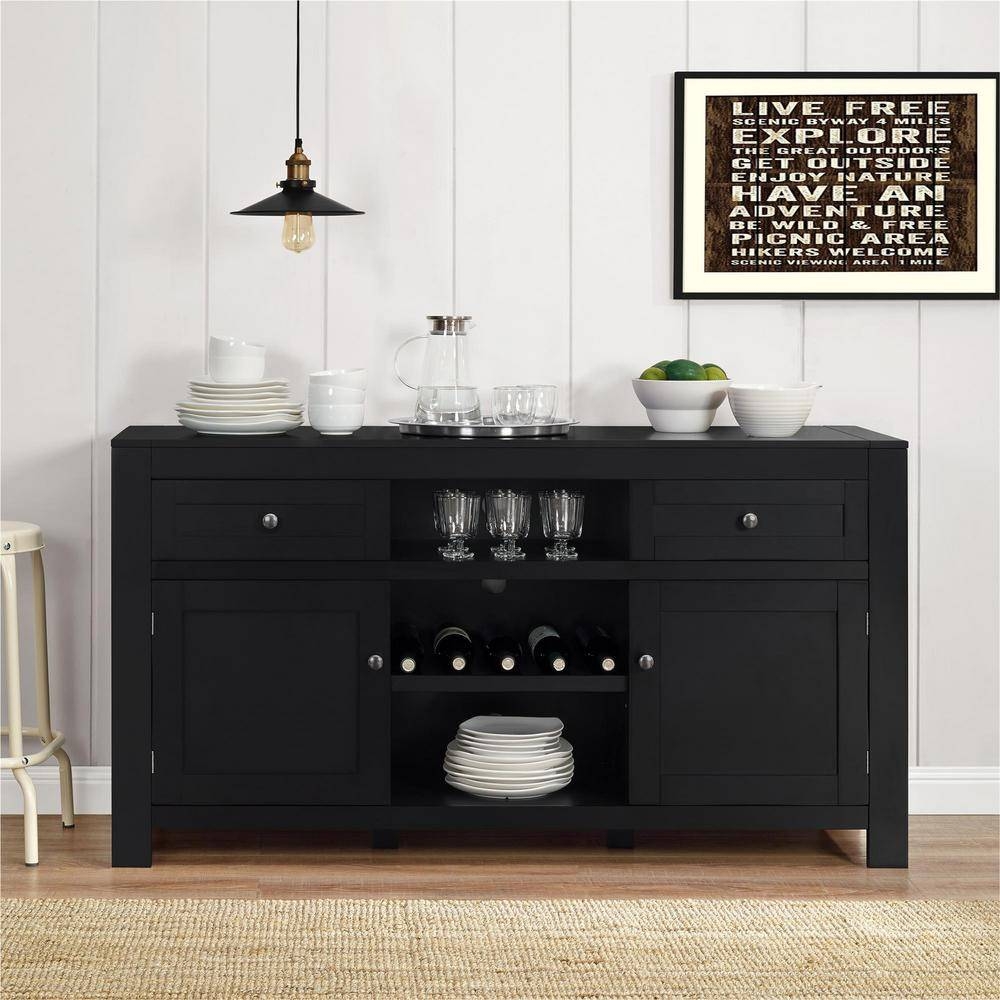 Altra Furniture Hadley Black Buffet With Wine Storage 1787096pcom In Most Popular Black Sideboards And Buffets (Photo 1 of 15)